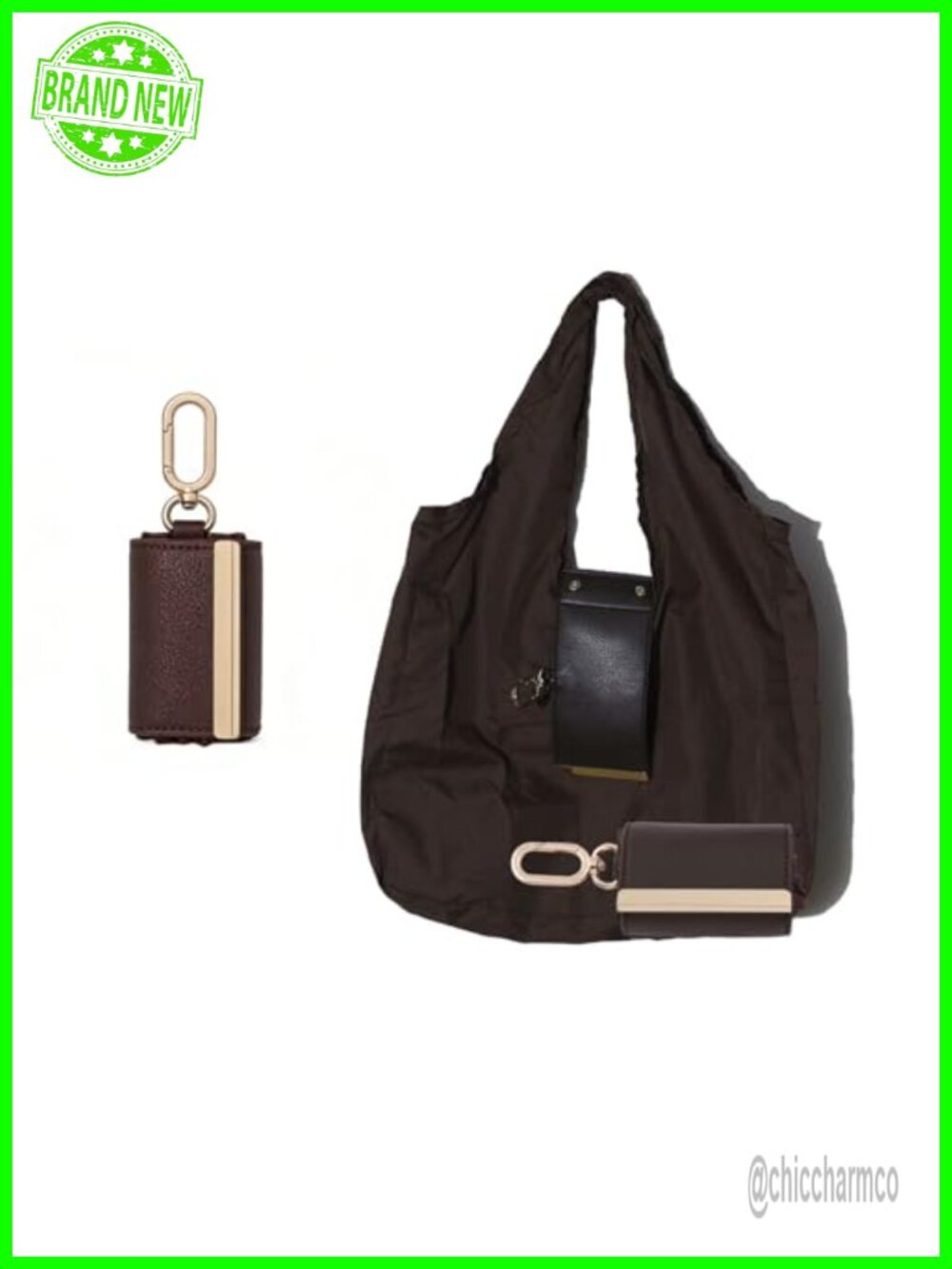 Foldable Tote Bag Keychain Large Capacity Nylon Reusable Shopping Bag